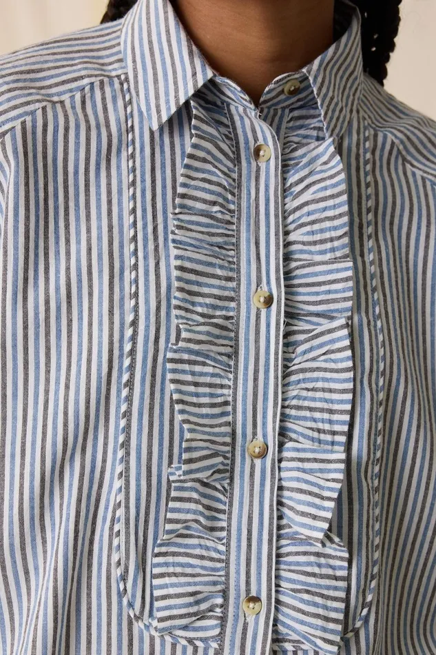 Shirts and Blouses Women Leon and Harper Choral Stripe Shirt Blue
