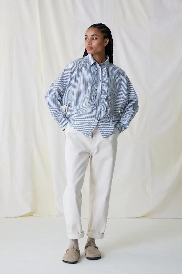 Shirts and Blouses Women Leon and Harper Choral Stripe Shirt Blue