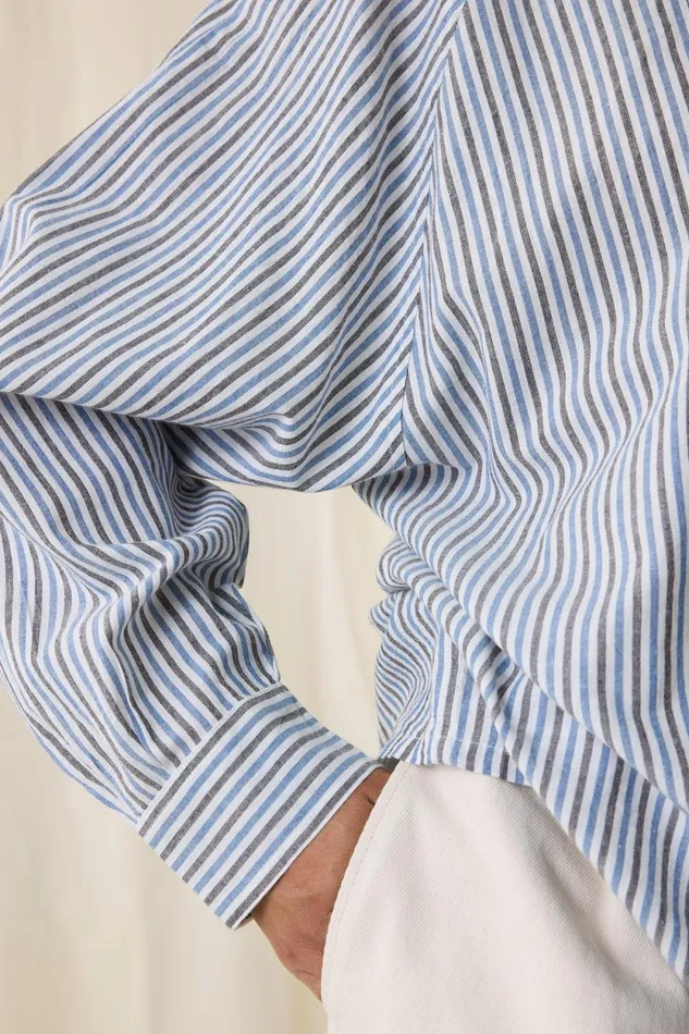 Shirts and Blouses Women Leon and Harper Choral Stripe Shirt Blue