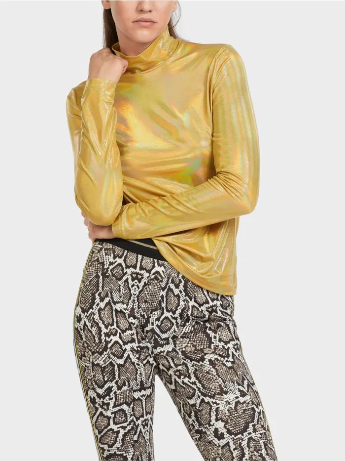 Shirts and Tops Damen Marc Cain Elegant Glnzendes Longsleeve Gold