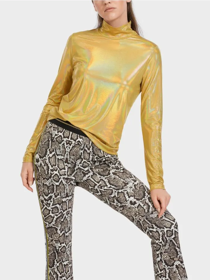 Shirts and Tops Damen Marc Cain Elegant Glnzendes Longsleeve Gold