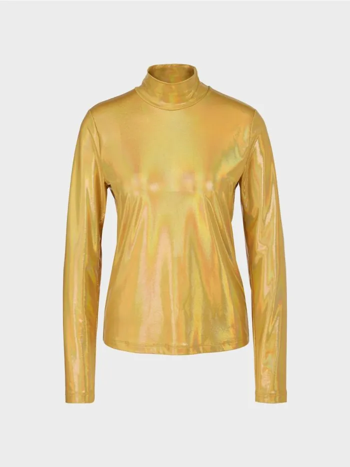 Shirts and Tops Damen Marc Cain Elegant Glnzendes Longsleeve Gold