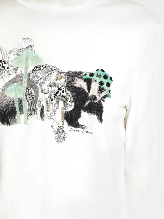 Shirts and Tops Damen Marc Cain Langrmeliges TShirt Mit Stehkragen Offwhite