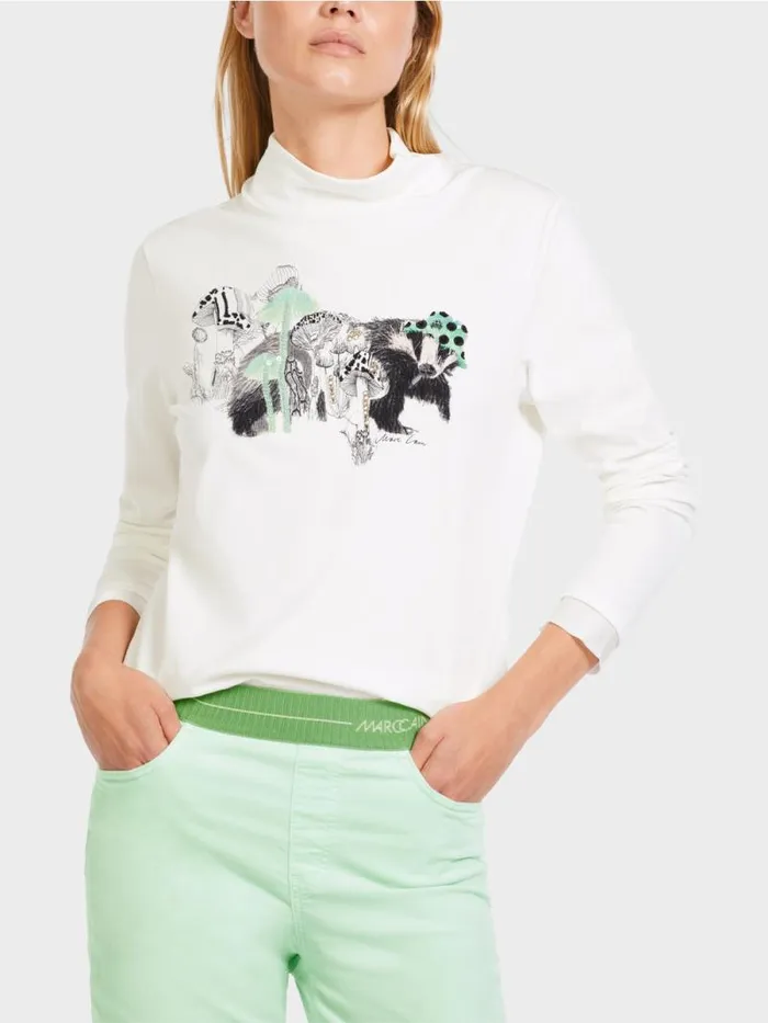 Shirts and Tops Damen Marc Cain Langrmeliges TShirt Mit Stehkragen Offwhite