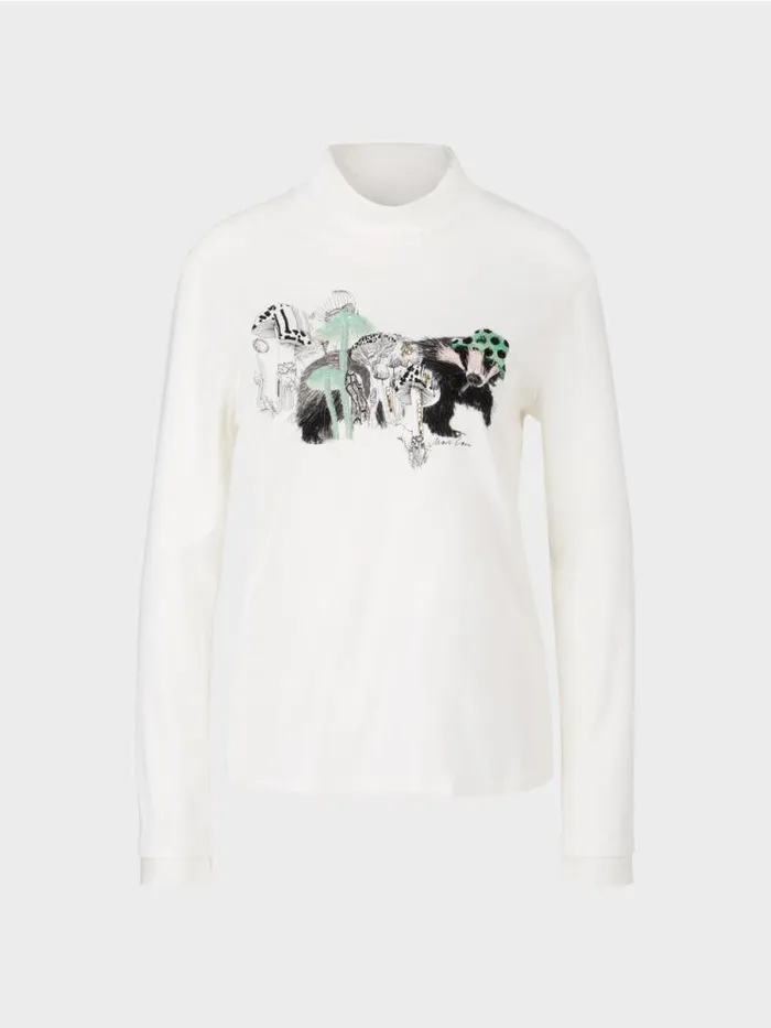 Shirts and Tops Damen Marc Cain Langrmeliges TShirt Mit Stehkragen Offwhite