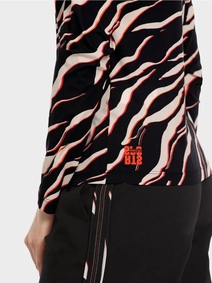 Shirts and Tops Damen Marc Cain LangarmShirt Mit LeoPrint Campari