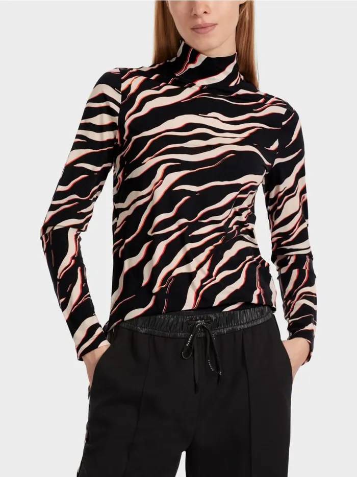 Shirts and Tops Damen Marc Cain LangarmShirt Mit LeoPrint Campari