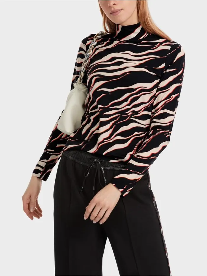 Shirts and Tops Damen Marc Cain LangarmShirt Mit LeoPrint Campari