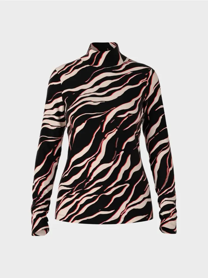 Shirts and Tops Damen Marc Cain LangarmShirt Mit LeoPrint Campari