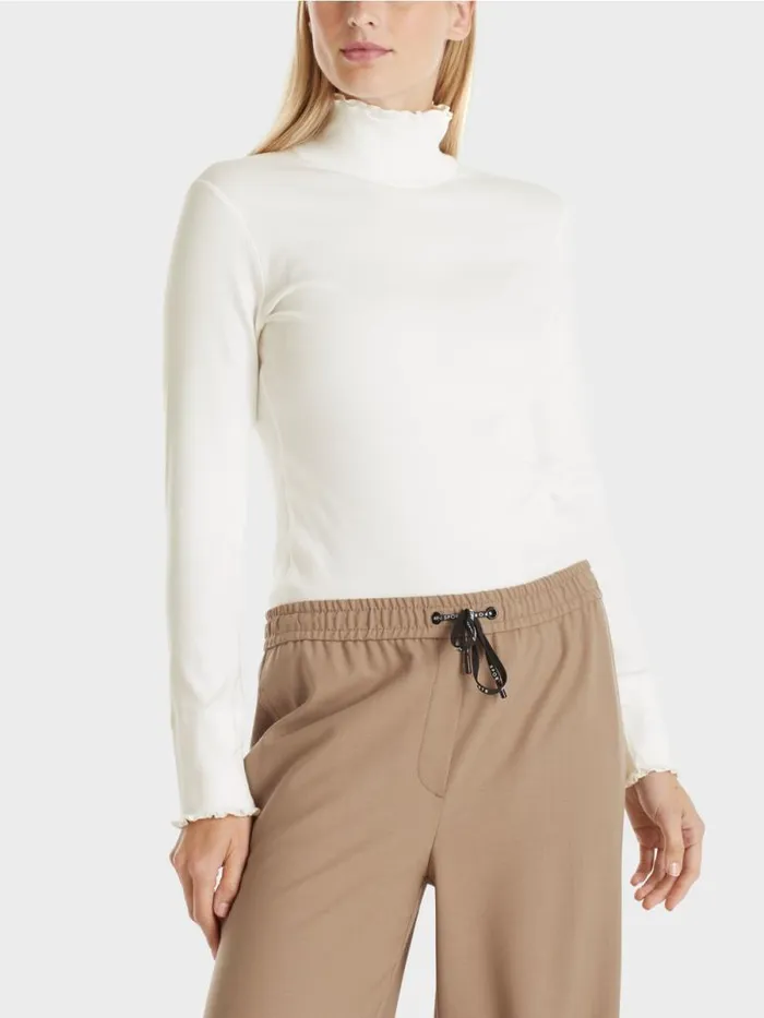 Shirts and Tops Damen Marc Cain Longsleeve Mit Stehkragen Offwhite