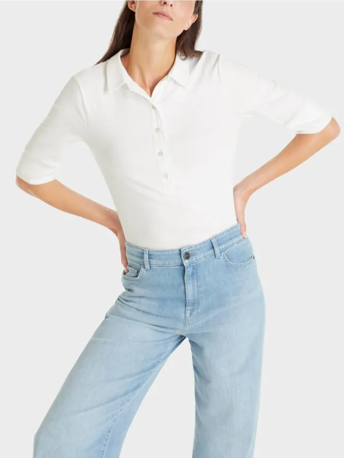 Shirts and Tops Damen Marc Cain Poloshirt Aus Baumwolle White