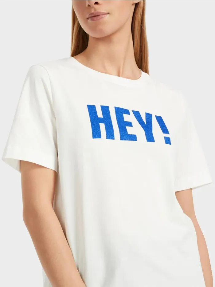 Shirts and Tops Damen Marc Cain TShirt Mit Glitzer 034Rethink Together034 Offwhite