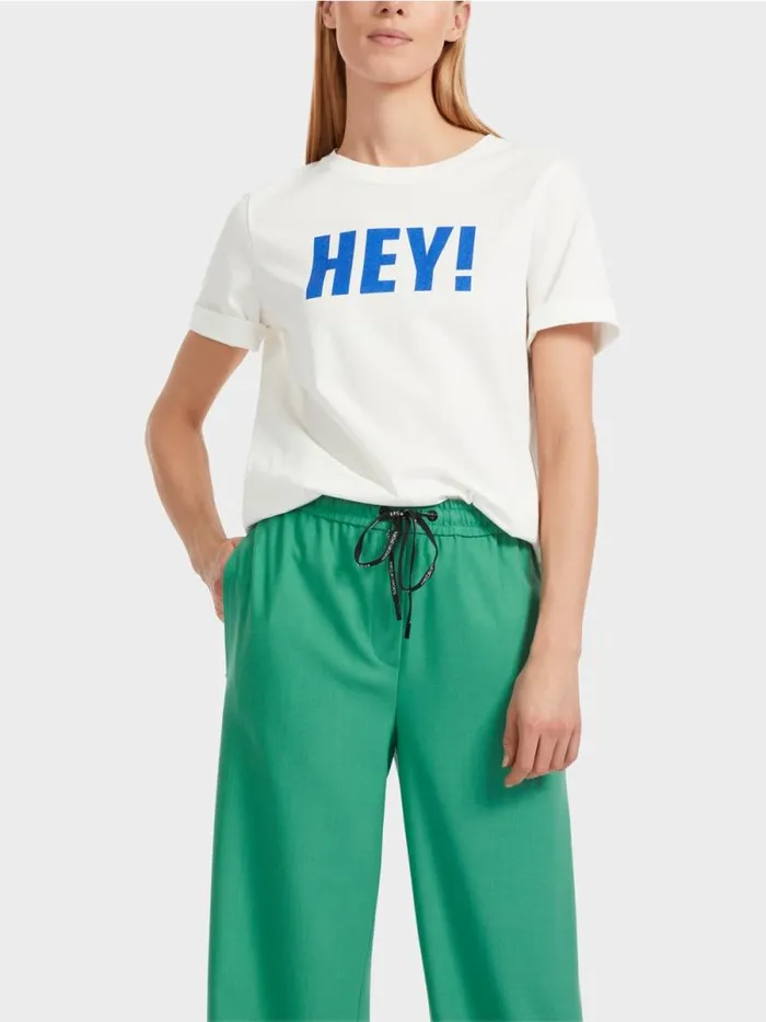 Shirts and Tops Damen Marc Cain TShirt Mit Glitzer 034Rethink Together034 Offwhite