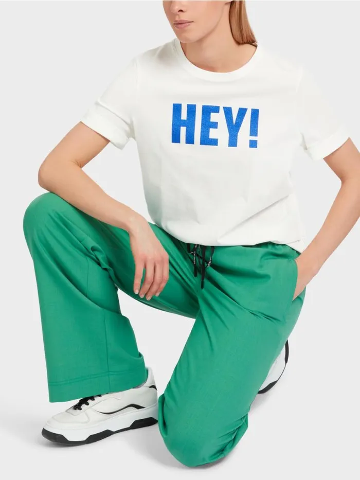 Shirts and Tops Damen Marc Cain TShirt Mit Glitzer 034Rethink Together034 Offwhite