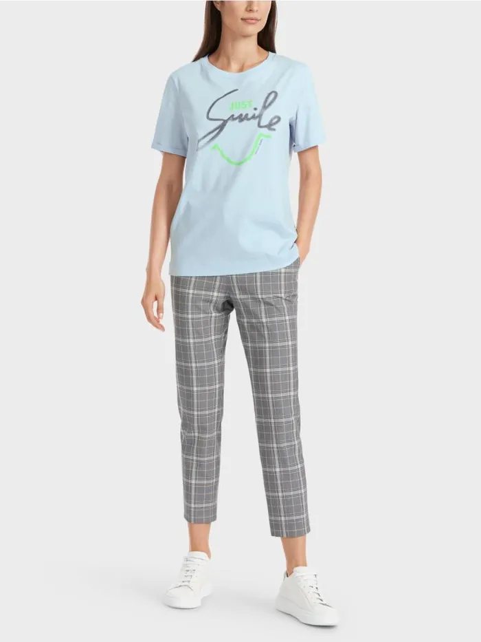 Shirts and Tops Damen Marc Cain TShirt Mit Glitzer 034Rethink Together034 Soft Powder Blue