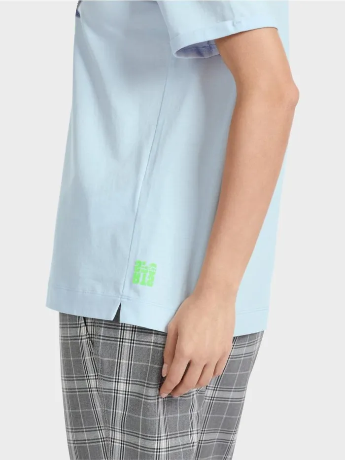 Shirts and Tops Damen Marc Cain TShirt Mit Glitzer 034Rethink Together034 Soft Powder Blue