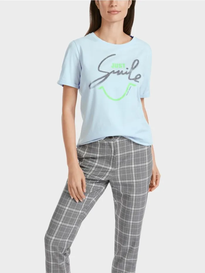 Shirts and Tops Damen Marc Cain TShirt Mit Glitzer 034Rethink Together034 Soft Powder Blue