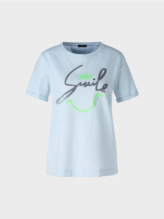 Shirts and Tops Damen Marc Cain TShirt Mit Glitzer 034Rethink Together034 Soft Powder Blue