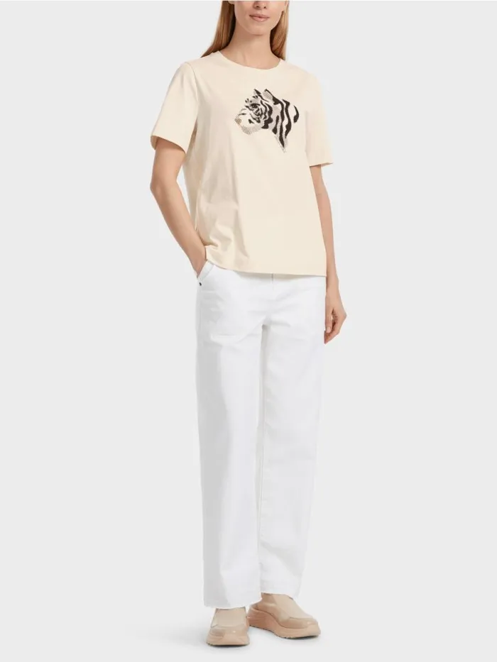 Shirts and Tops Damen Marc Cain TShirt Mit Strass 034Rethink Together034 Almond Milk