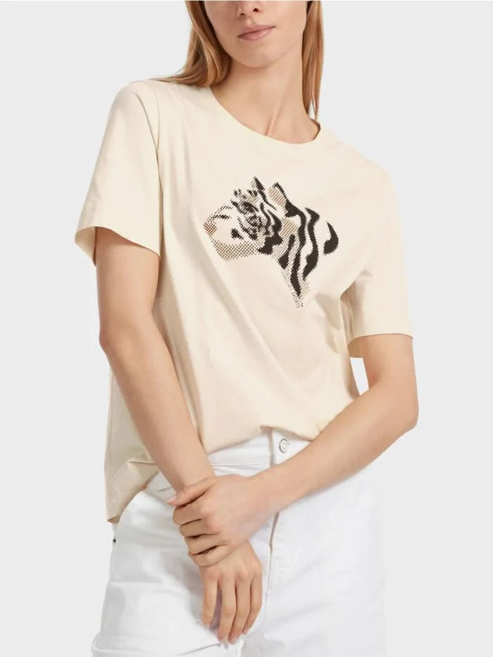 Shirts and Tops Damen Marc Cain TShirt Mit Strass 034Rethink Together034 Almond Milk