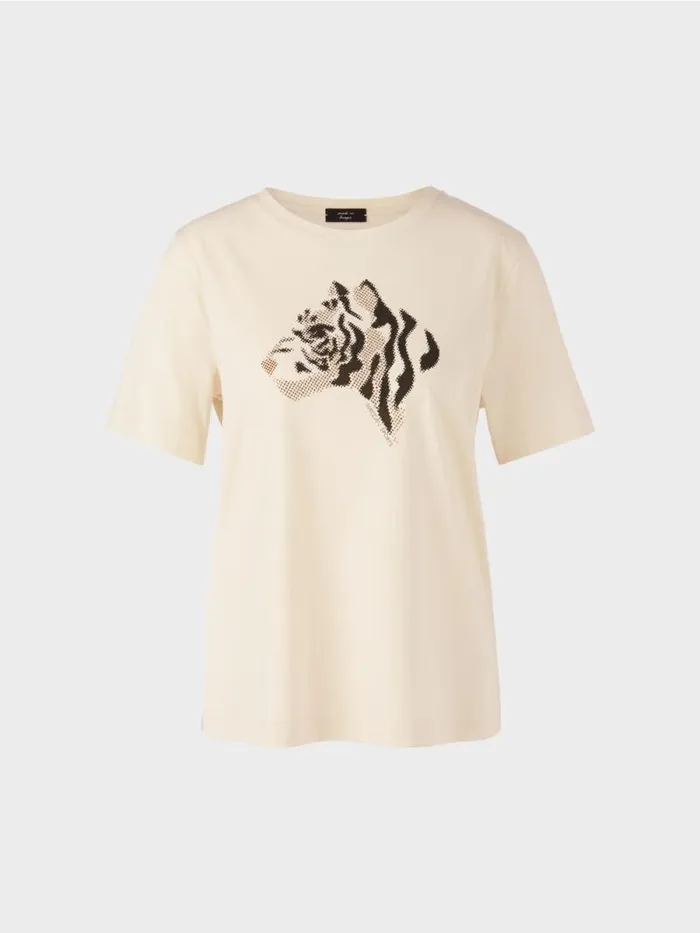 Shirts and Tops Damen Marc Cain TShirt Mit Strass 034Rethink Together034 Almond Milk
