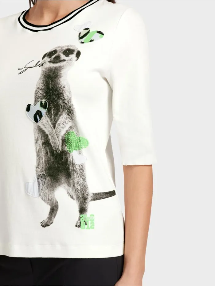 Shirts and Tops Damen Marc Cain TShirt Mit Tiermotiv Offwhite