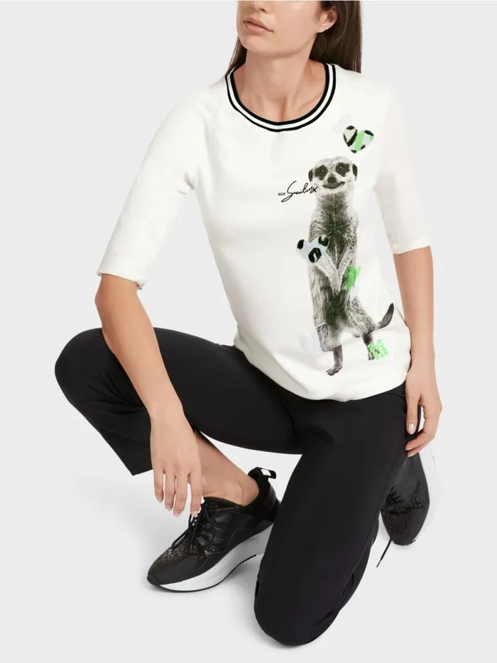 Shirts and Tops Damen Marc Cain TShirt Mit Tiermotiv Offwhite