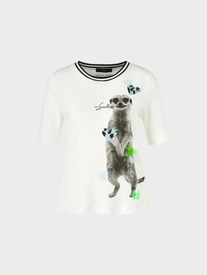Shirts and Tops Damen Marc Cain TShirt Mit Tiermotiv Offwhite