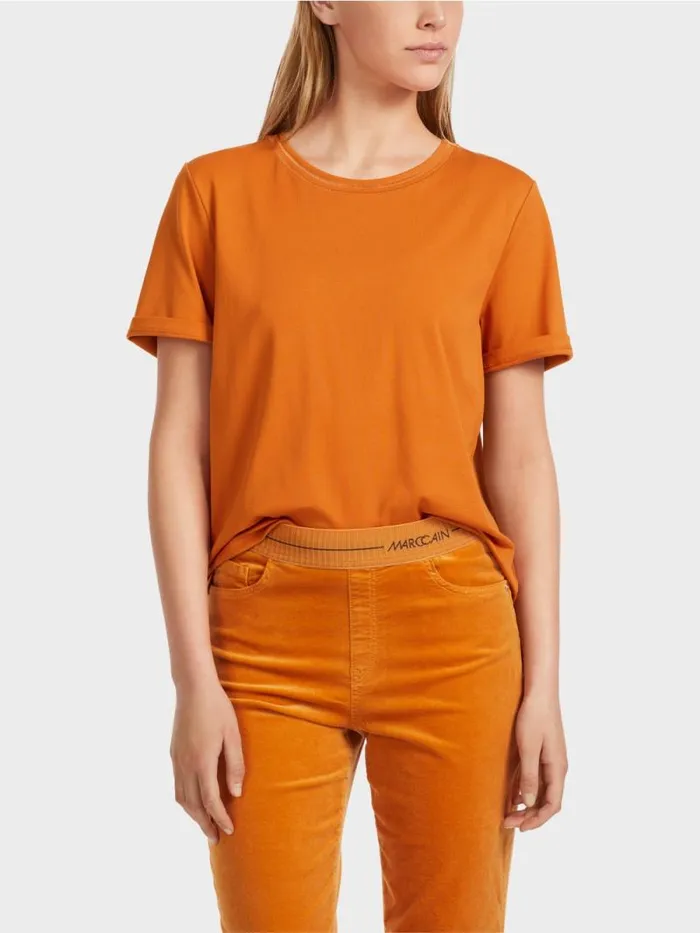 Shirts and Tops Damen Marc Cain TShirt Mit Weitem CrewNeck Deep Pumpkin
