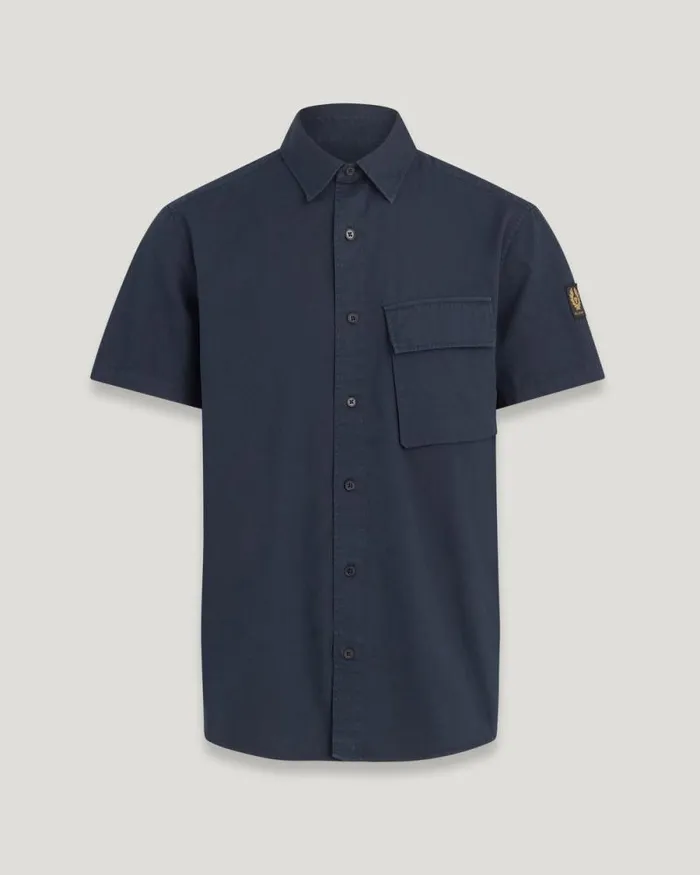 Shirts Men Belstaff Scale Short Sleeve Shirt Dark Ink