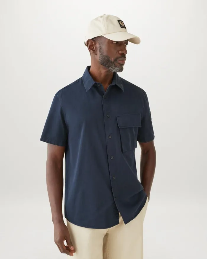 Shirts Men Belstaff Scale Short Sleeve Shirt Dark Ink Shirts Men Belstaff Scale Short Sleeve Shirt Dark Ink