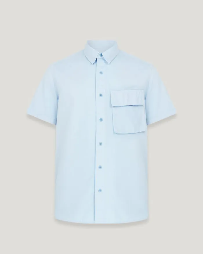 Shirts Men Belstaff Scale Short Sleeve Shirt Sky Blue