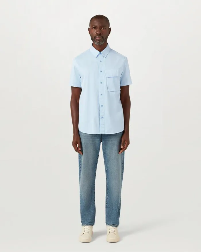 Shirts Men Belstaff Scale Short Sleeve Shirt Sky Blue Shirts Men Belstaff Scale Short Sleeve Shirt Sky Blue