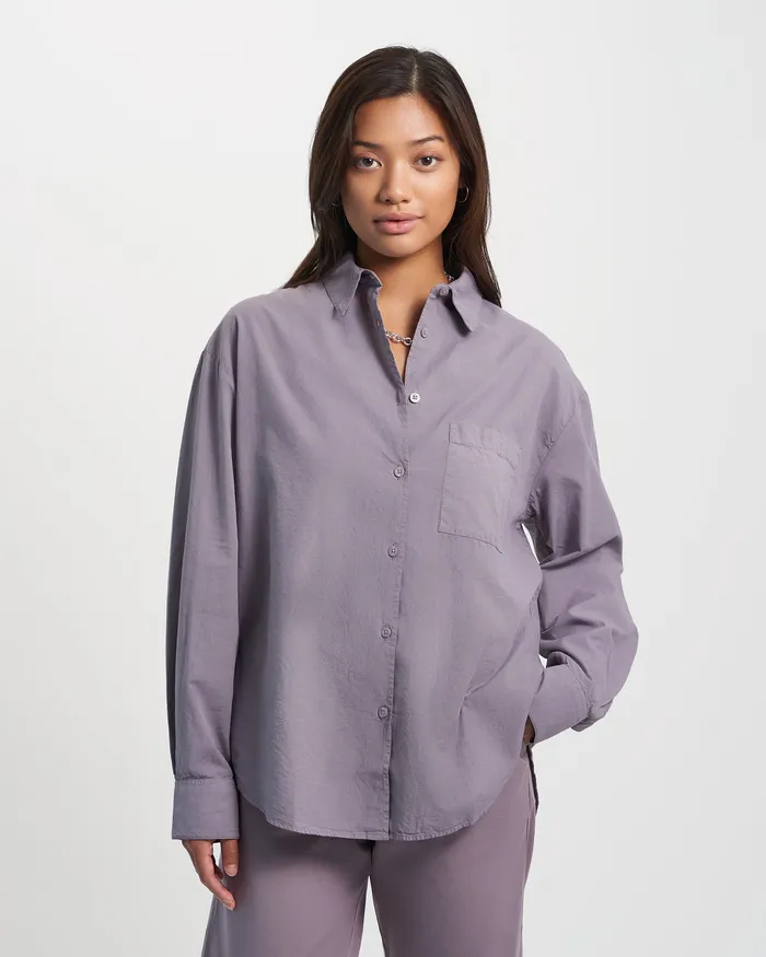 Shirts Organic Oversized Shirt 8211 Storm Grey Colorfulstandard Women