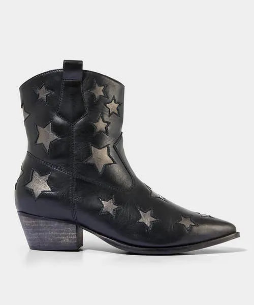 Shoes Sandals and Boots Astraea Leather Western Boots BlackSilver 8211 Joebrowns Apparel