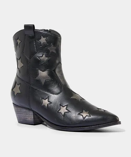 Shoes Sandals and Boots Astraea Leather Western Boots BlackSilver 8211 Joebrowns Apparel