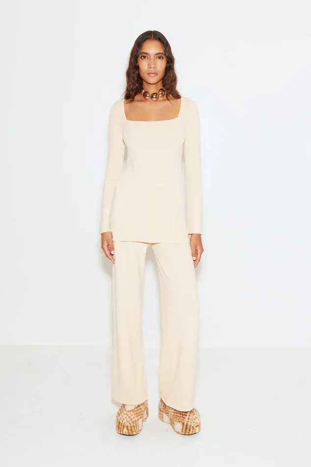 Shop Simon Miller 039KNITS BY039 ESSENTIALS Knits By Long Sleeve Zo Zo Top Cream