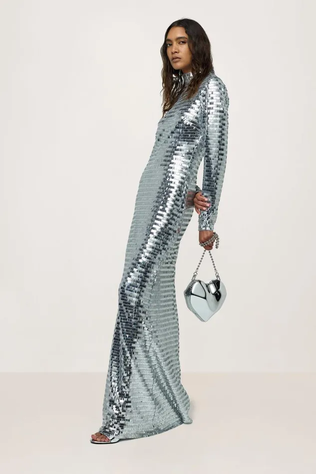 Shop Simon Miller DRESSES Sequin Sculpty Dress Satellite Silver