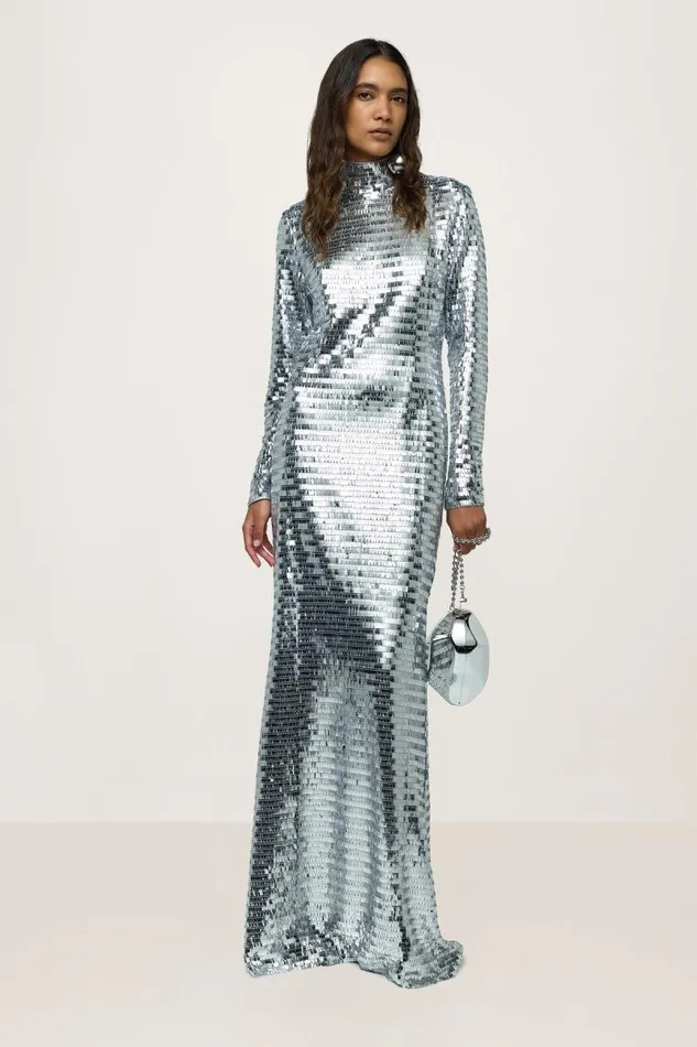 Shop Simon Miller DRESSES Sequin Sculpty Dress Satellite Silver