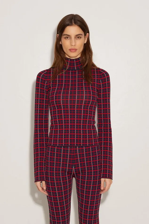 Shop Simon Miller KNITWEAR Knits By Rohe Top Red Plaid