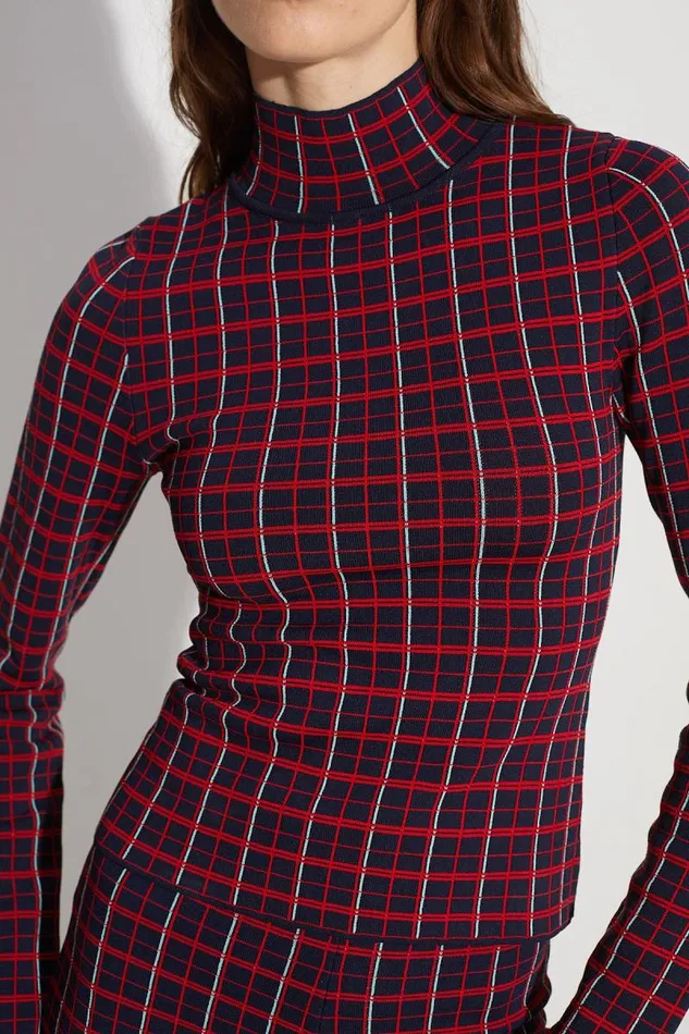 Shop Simon Miller KNITWEAR Knits By Rohe Top Red Plaid