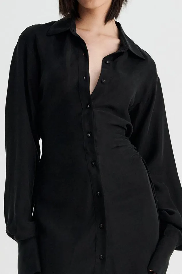 Shop SUBOO Dresses Halley Maxi Shirt Dress 8211 Black