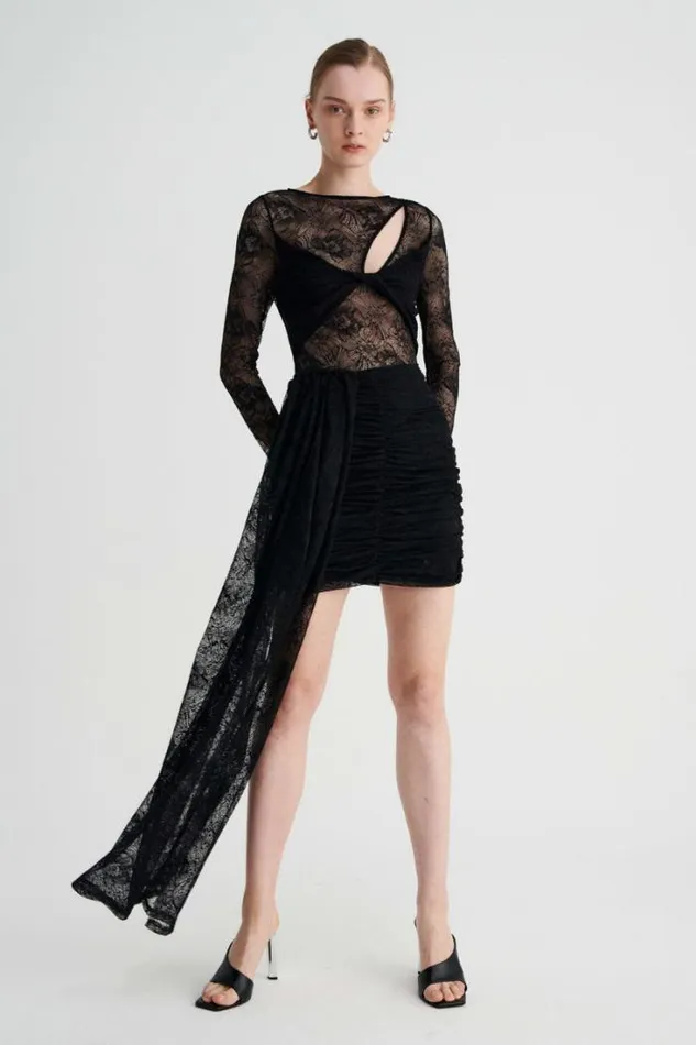 Shop SUBOO Matching Sets Gemini Detachable Train Lace Mini Skirt
