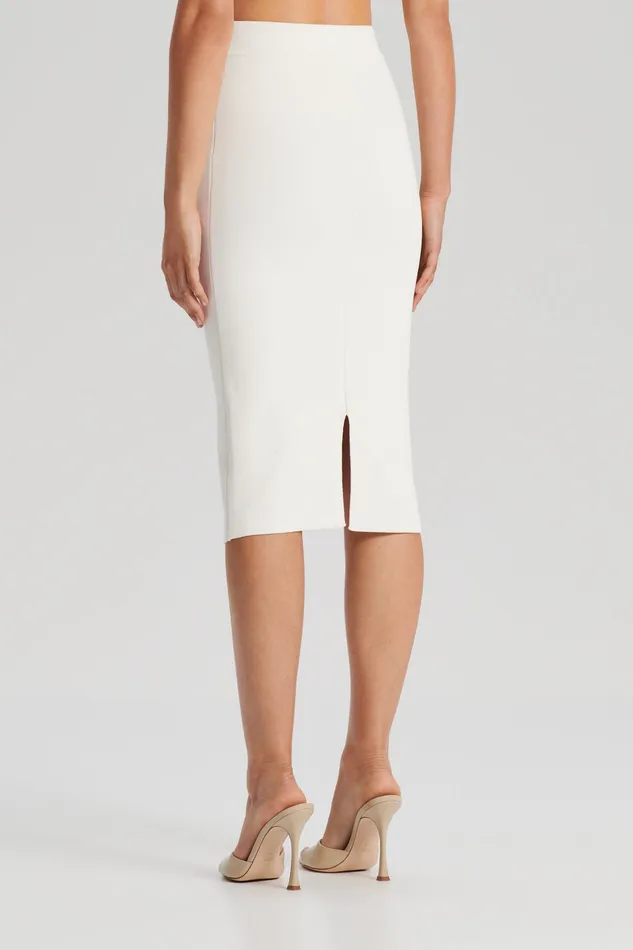 Skirts Scanlan Theodore Women CREPE KNIT SLIT BACK SKIRT CREAM