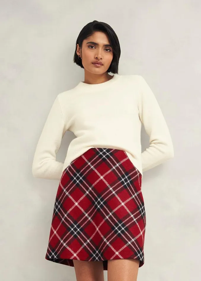 Skirts Women HOBBS Teia Wool Skirt Red Multi