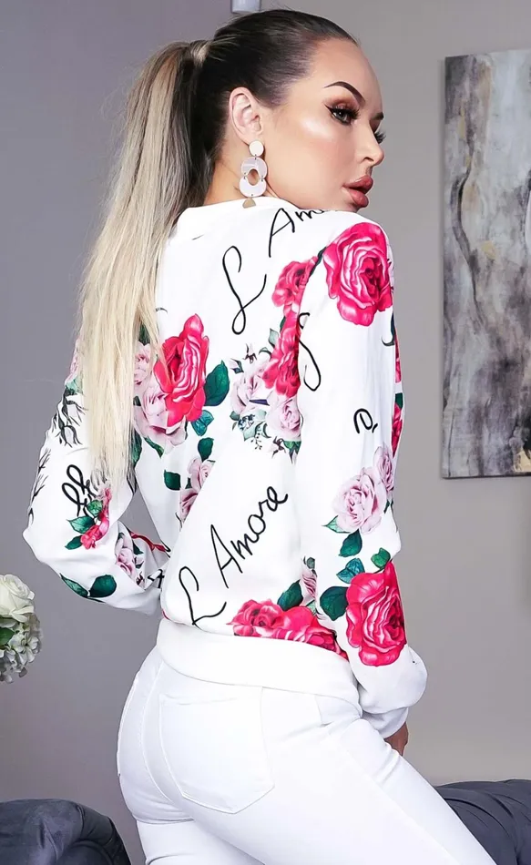 Skyla Pink Floral Bomber Jacket Women Missfiga CoatsJackets