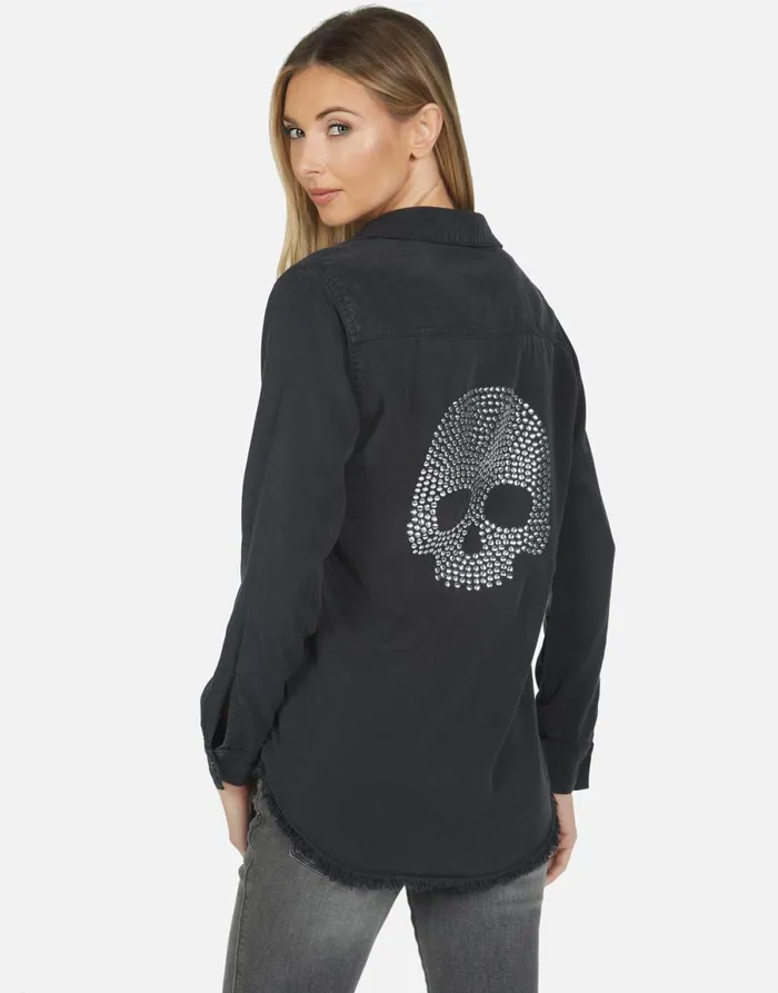 Sloane Nailhead Skull Onyx Women039s Lauren Moshi Long Sleeve