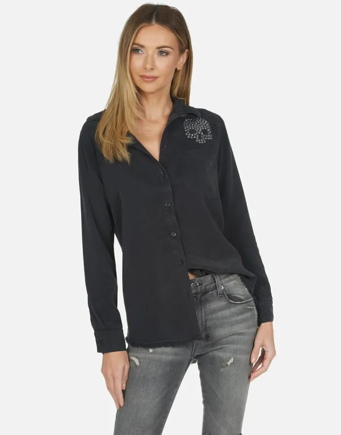 Sloane Nailhead Skull Onyx Women039s Lauren Moshi Long Sleeve