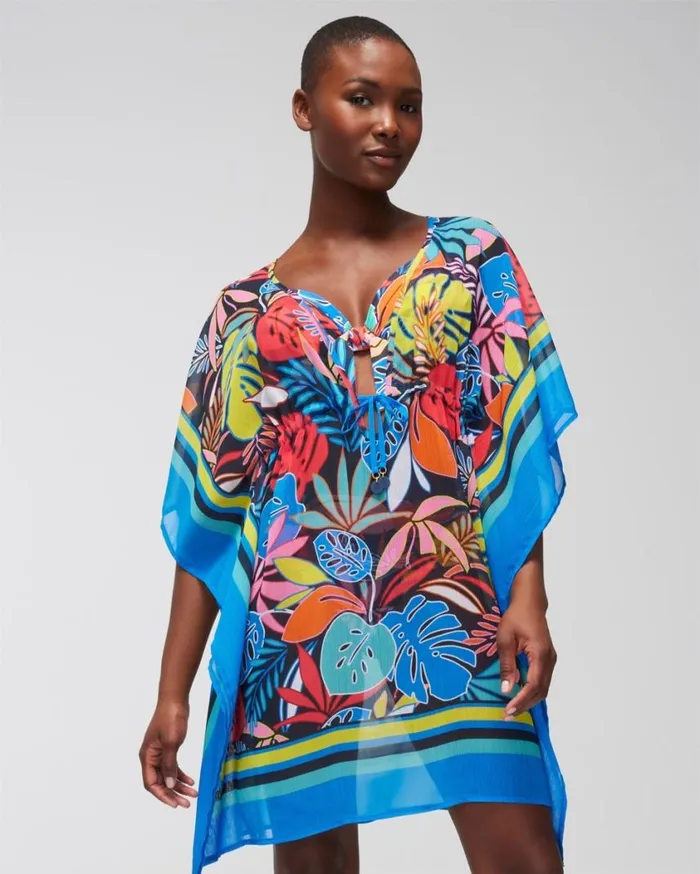 Soma Bleu Rod Color Field Chiffon Caftan Multi Women Swim