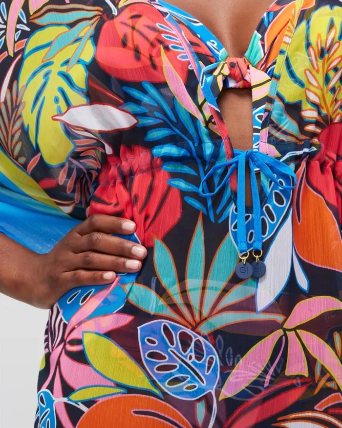 Soma Bleu Rod Color Field Chiffon Caftan Multi Women Swim